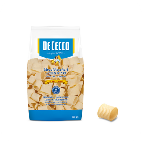 De Cecco Pasta Mezzi Paccheri Rigati no. 230, Packaging 500Gr
